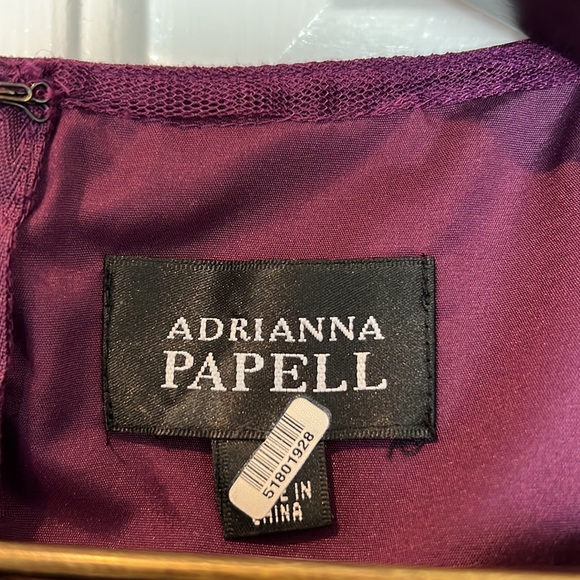 Adrianna Papell Sleeveless Tiered Ruffle Cocktail Dress Size 10 Plum - Picture 10 of 12